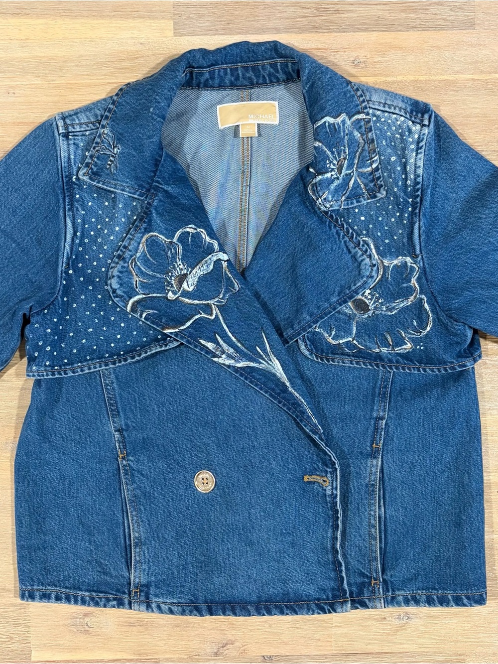 Michael Kors Blue Denim Hand-Painted Jacket